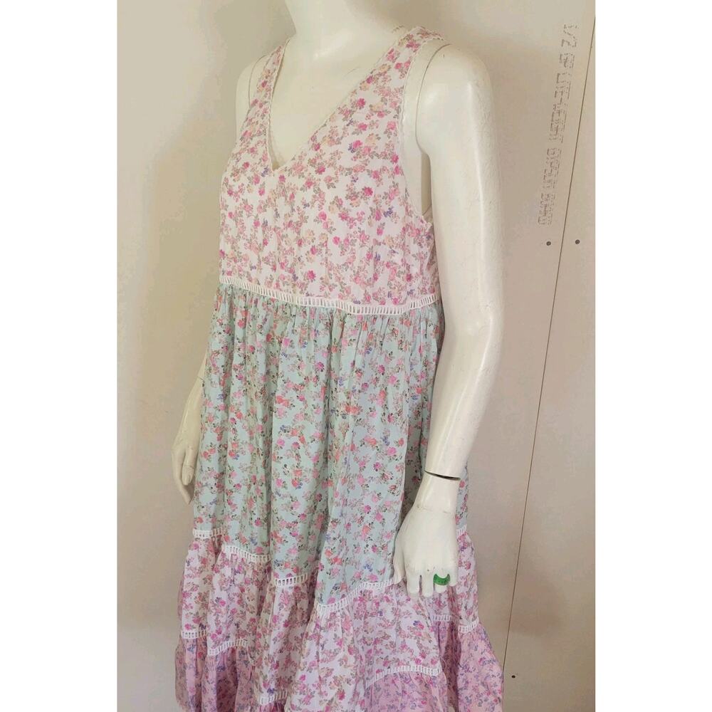 Love Shack Fancy Target Camille Floral Sleeveless Tiered Midi Dress Sz S Cotton